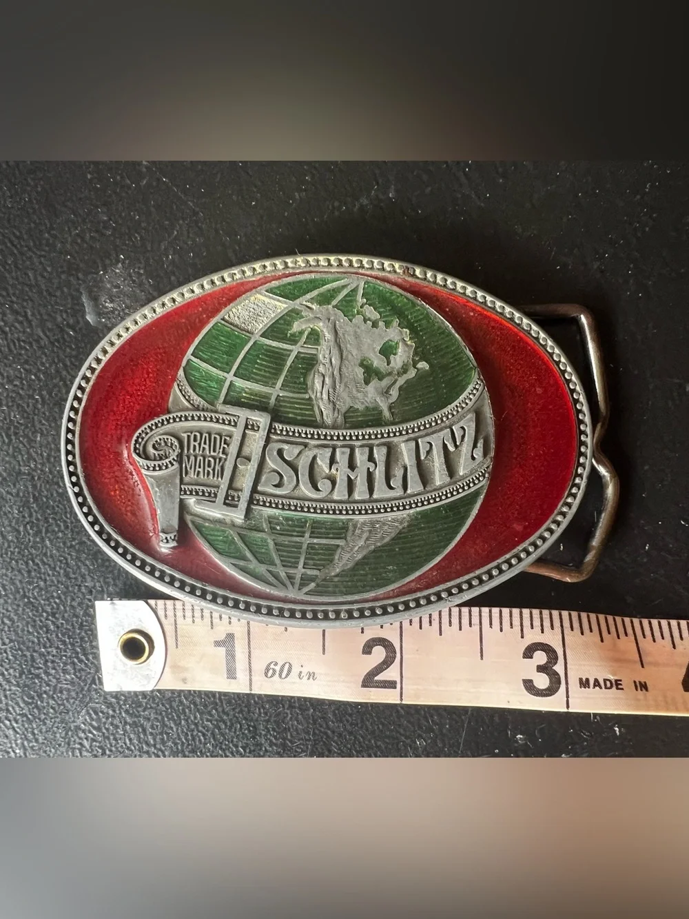 1970's Rare Vintage Schlitz Metal Belt Buckle